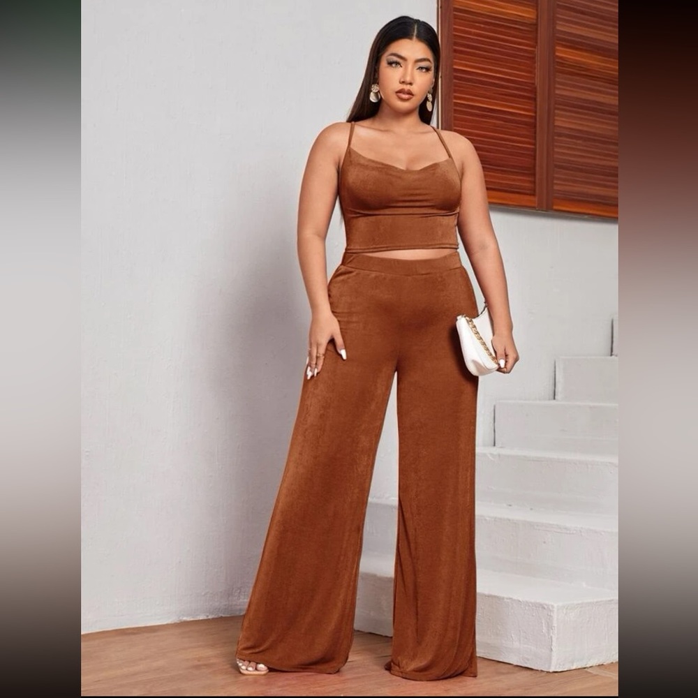 NWT Crisscross cami wide leg pant set